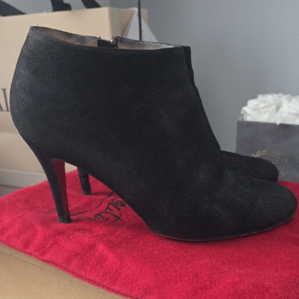 Christian Louboutin BlackSuede Ankle Boots 🖤👠🖤